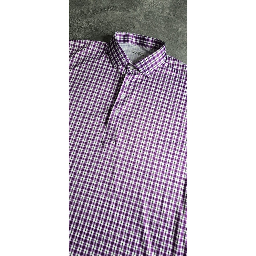 Men's Purple Check Performance Polo - Picture 3 of 16